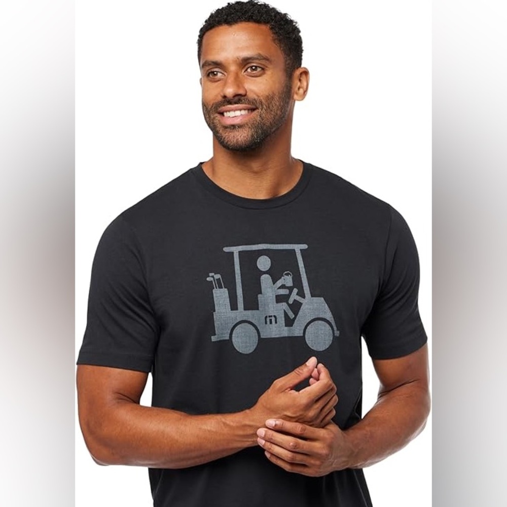 Travis Mathew Mapes Tee in black with golf cart men’s size XXL **sale**